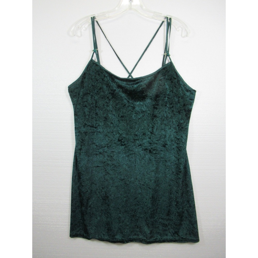 Vintage 90s California Miss Velvet Chemise Women Medium Green